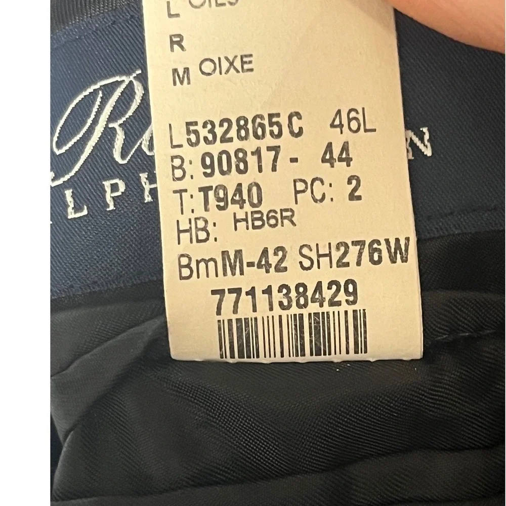 Ralph Lauren Dillards Jacket 46L Black Charcoal Pinstripe Made In Canada Wool